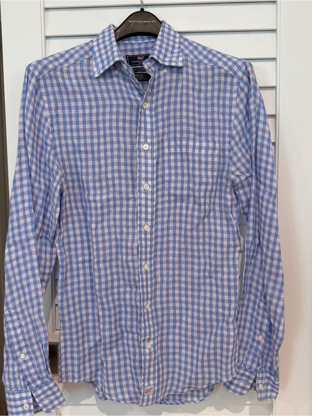 Vineyard Vines Plaid Linen Shirt Sz XS Blue Preppy Long Sleeves Men’s
